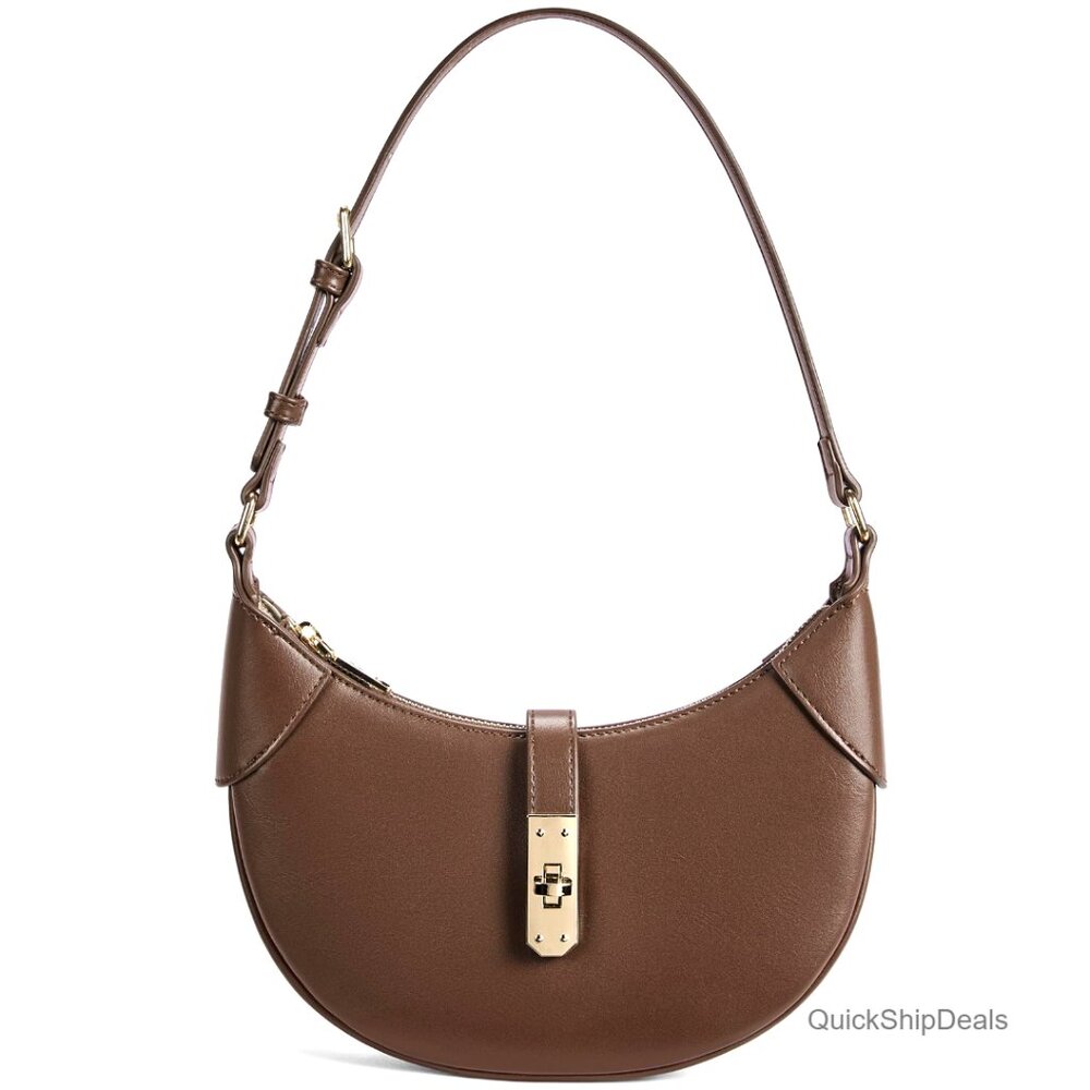 Small Vegan Leather Crescent Shoulder Bag Hobo Purse Adjustable Strap